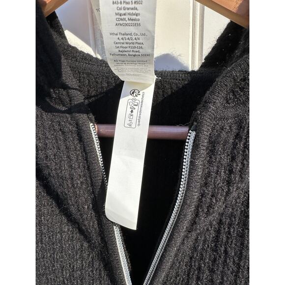 Alo Yoga Cashmere Plush Waffle Full Zip Hoodie Black Size Small $348 EUC Crop - Picture 8 of 16
